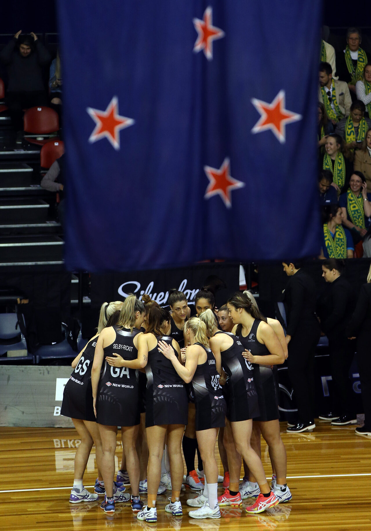 12.10.2016 Action during the Silver Ferns v Australia netball test match played at the Silver Dome in Launceston in Australia.. Mandatory Photo Credit ©Michael Bradley.